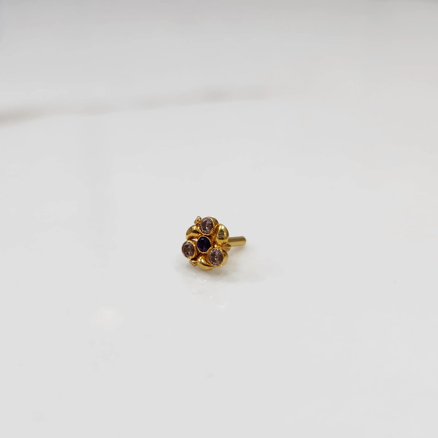 Ornate Crown 18K Nose Pin Gold Design For Female