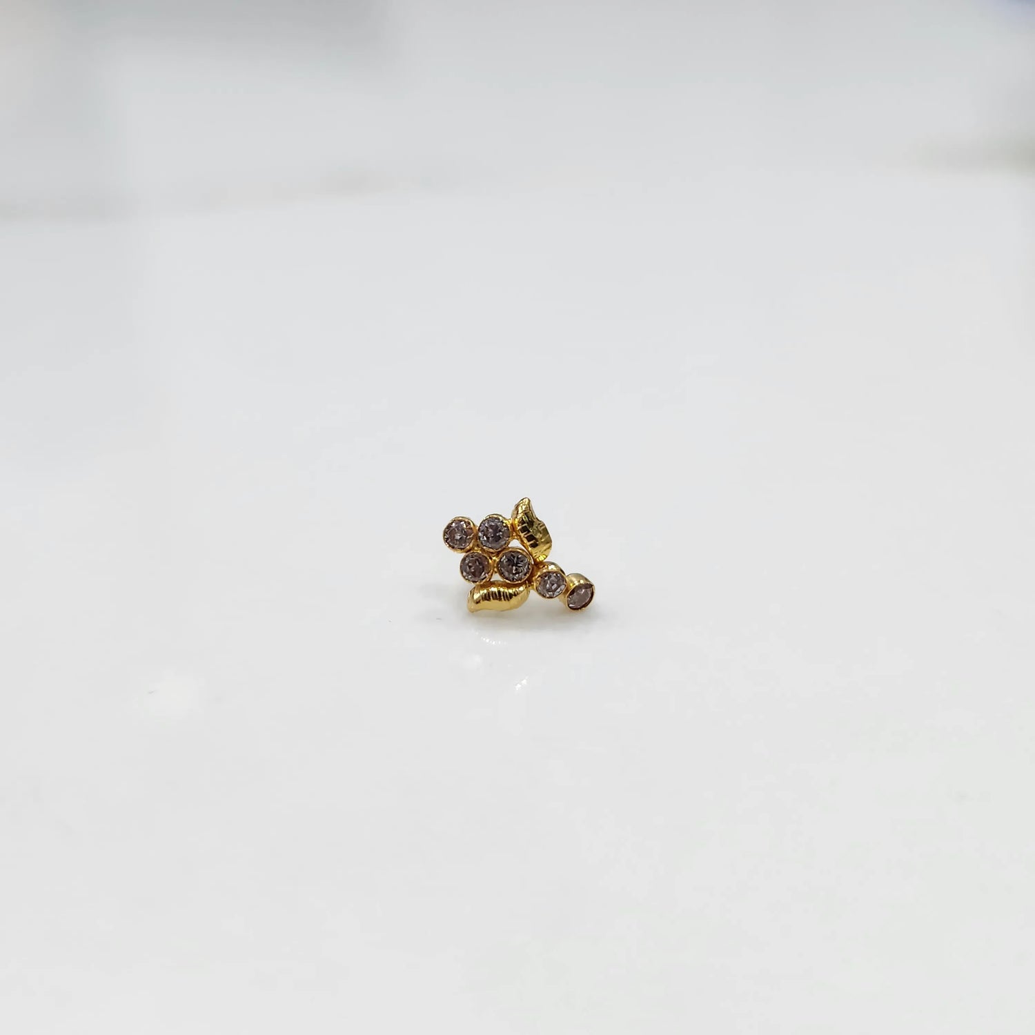 Asymmetry Grace 18K Coloured Stone Gold Nose Pin For Women