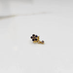 Stone gold nose pin minimal floral style close up