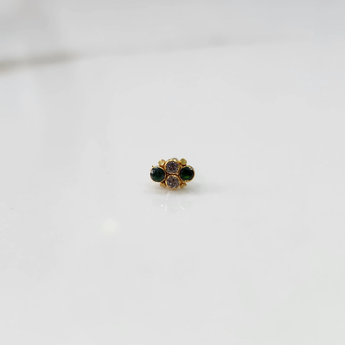 Women's gold nose pin design with gstone cluster minimal style