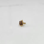 Nose pin design gold with simple floral gemstone design minimal look