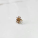 Gold nose pin design with intricate multicolor floral detailing
