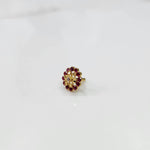 Gold nose pin design with oval red gemstone floral style
