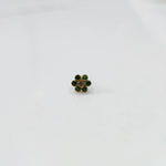 Nose pin design gold with stone floral pattern on white background