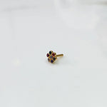 Side view nose pin design gold with floral gemstone setting