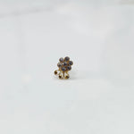 Close up lab grown diamond nose pin with multicolor floral setting