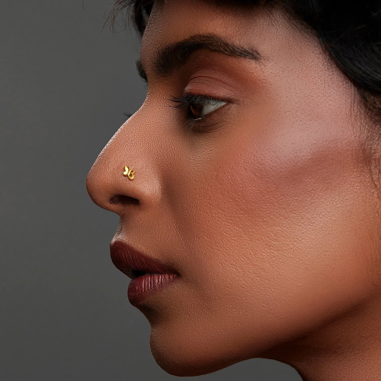 Ribbon Grace Gold Nose Pin - Simple 18K Nose Pin Gold Design for Women