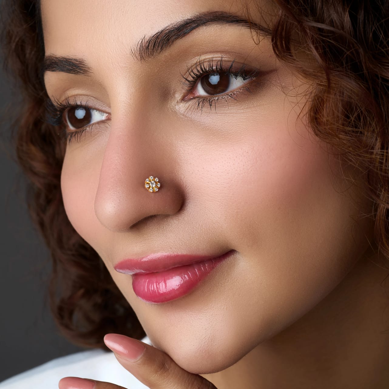Adalee Gold and Diamond Nose Pin For Females Online
