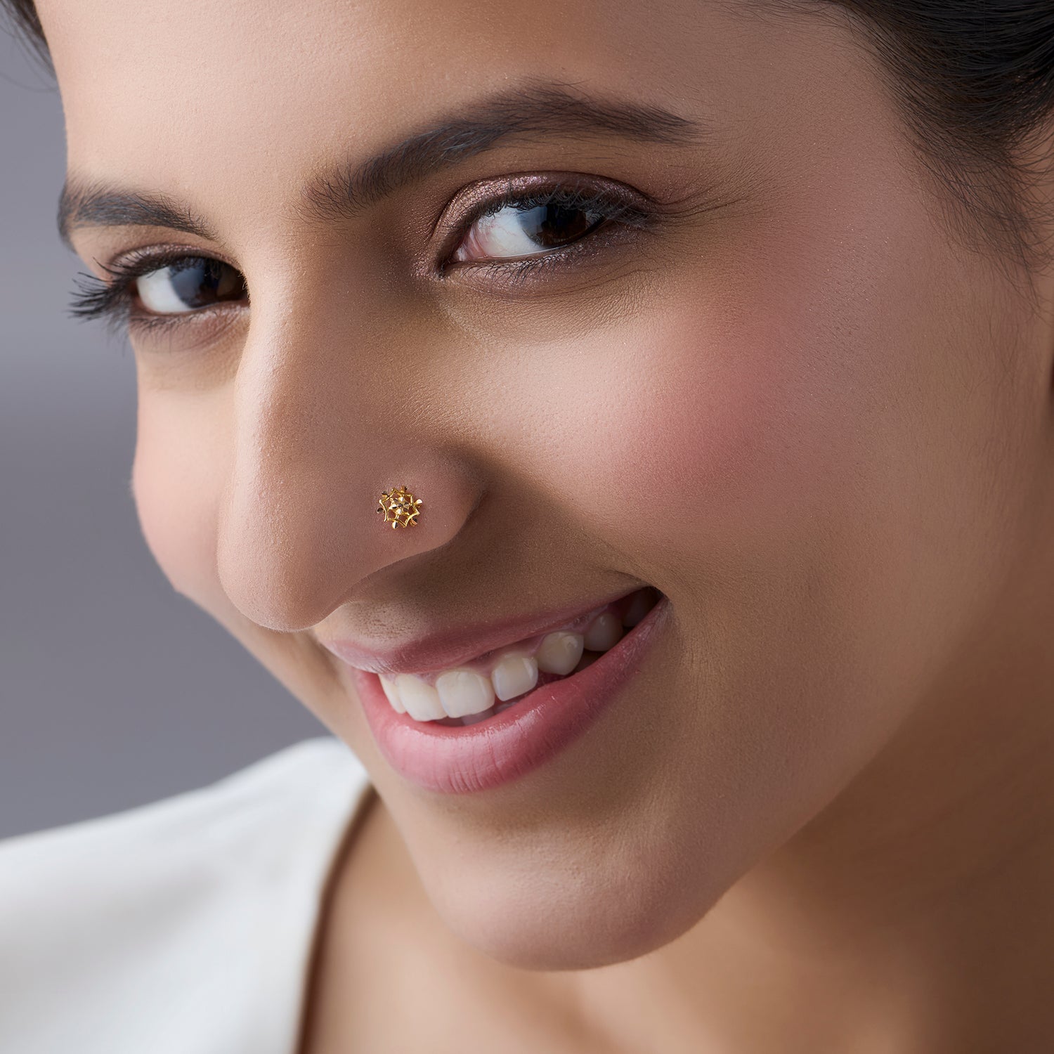 Twilight Radiance Gold Nose Pin - Simple 18K Nose Pin Gold Design for Women