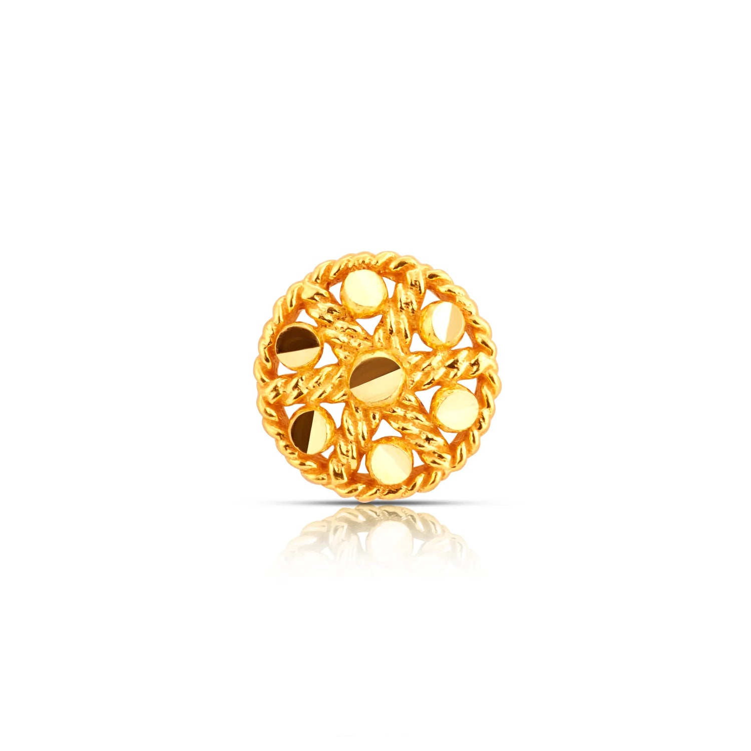 Opulent Weave 18K Filigree Gold Nose Pin Design For Women