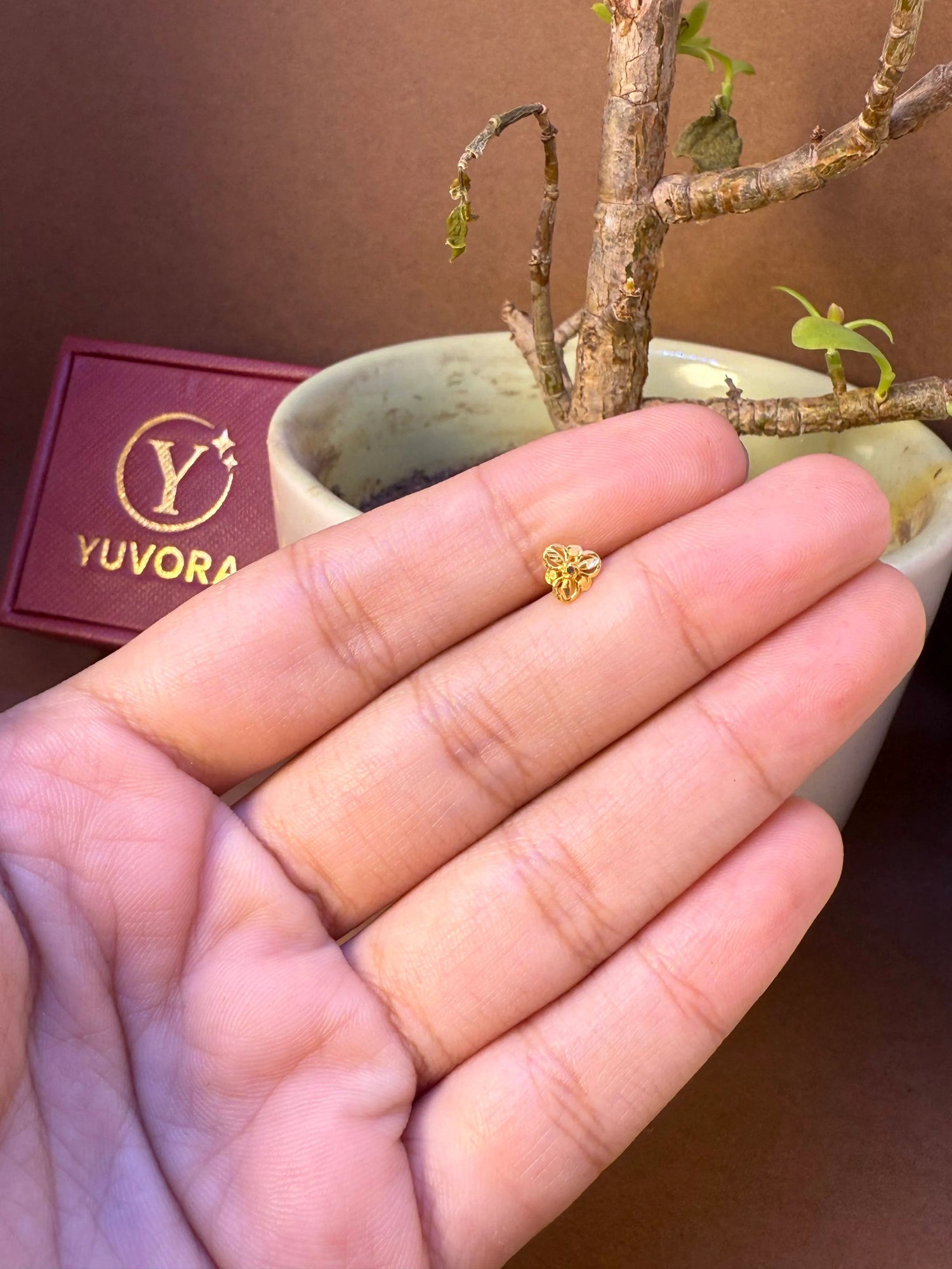 Golden Fleur Gold Nose Pin – Simple 18K Nose Pin Gold Design for Women