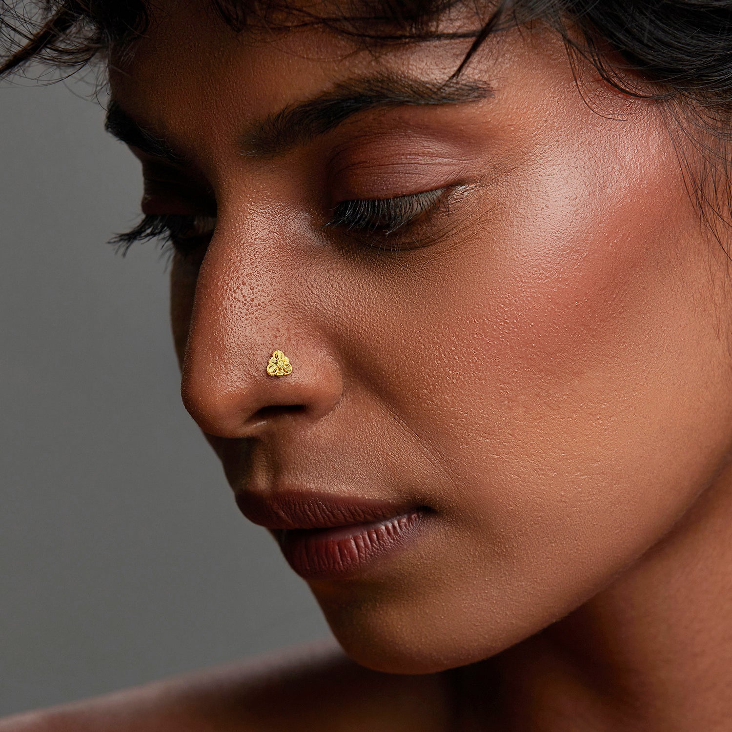 Golden Fleur Gold Nose Pin – Simple 18K Nose Pin Gold Design for Women