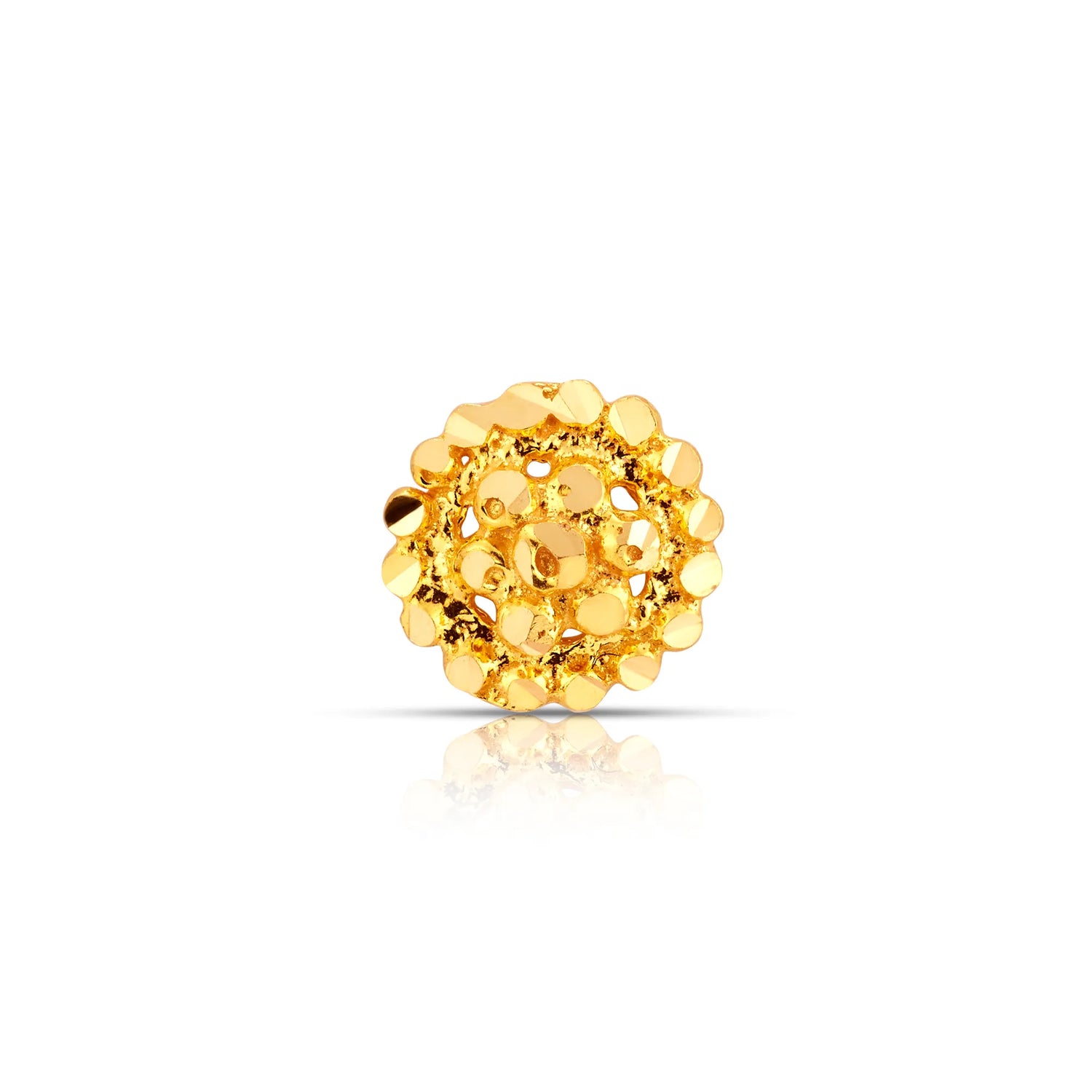 Auric Corona 18K Round Diamond Cut Nose Pin Gold For Women