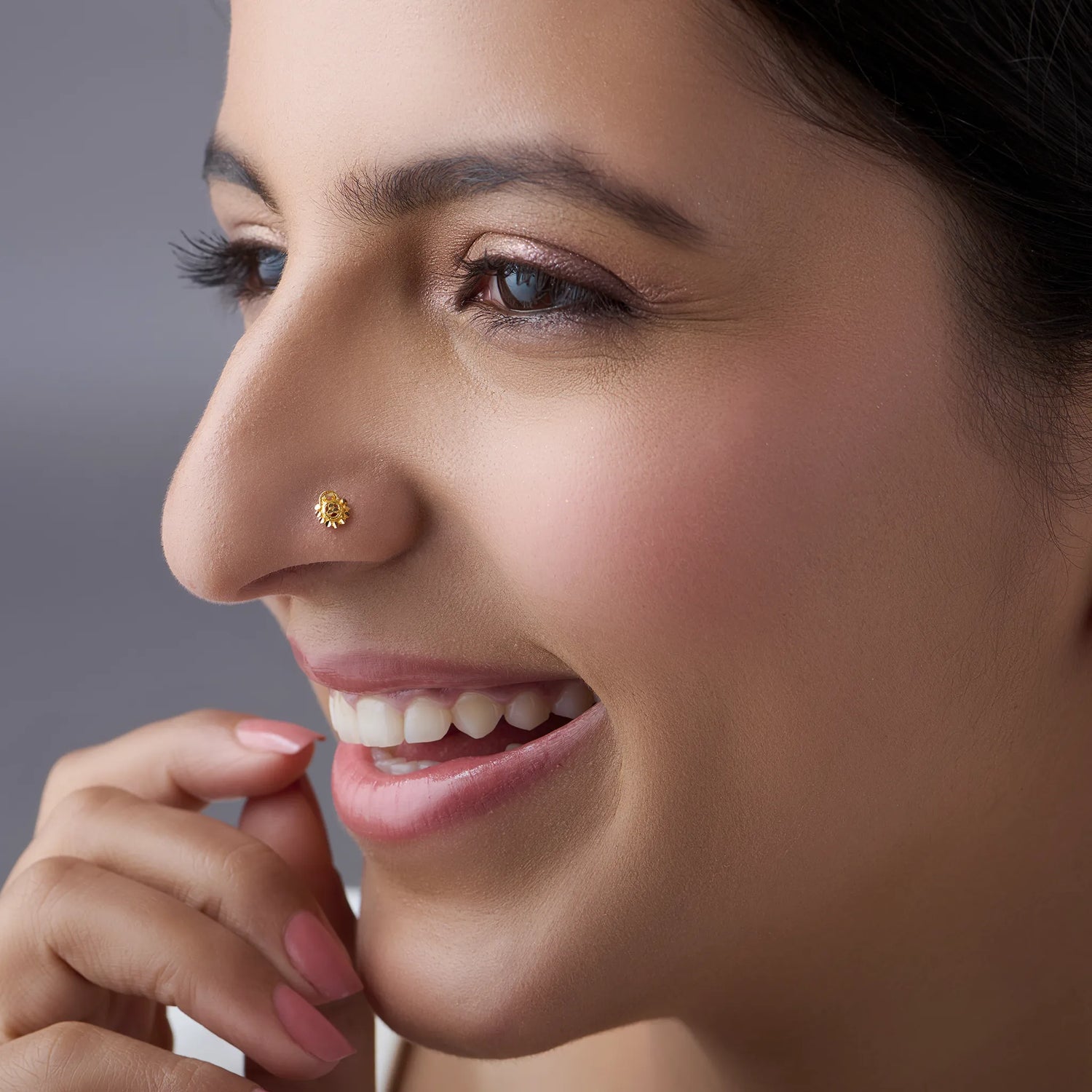 Golden Lyric Gold Nose Pin – Simple 18K Nose Pin Gold Design for Women