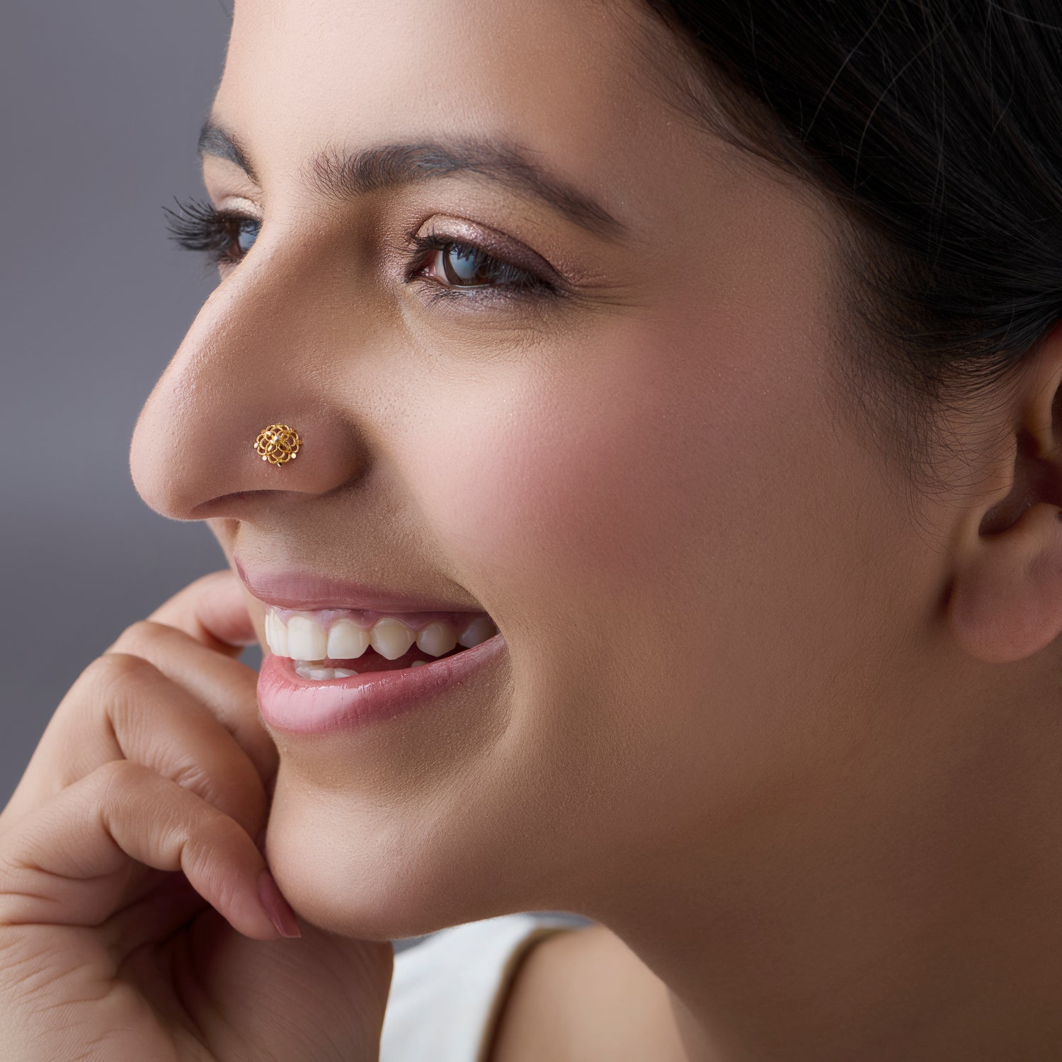 Opal Axis Gold Nose Pin – Simple 18K Nose Pin Gold Design for Women