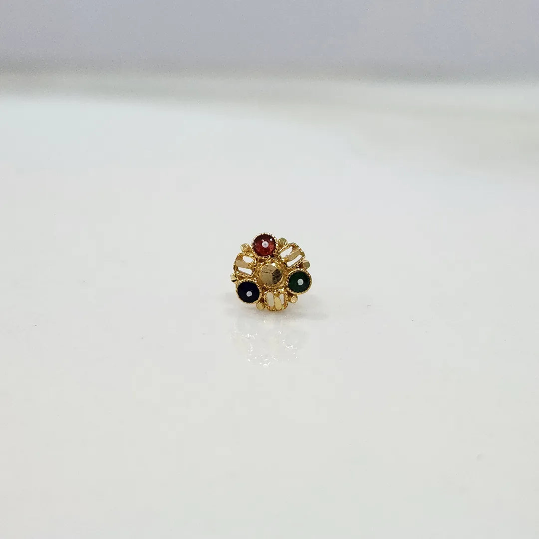 Trinity Gem Gold Nose Pin – Simple 18K Nose Pin Gold Design for Women