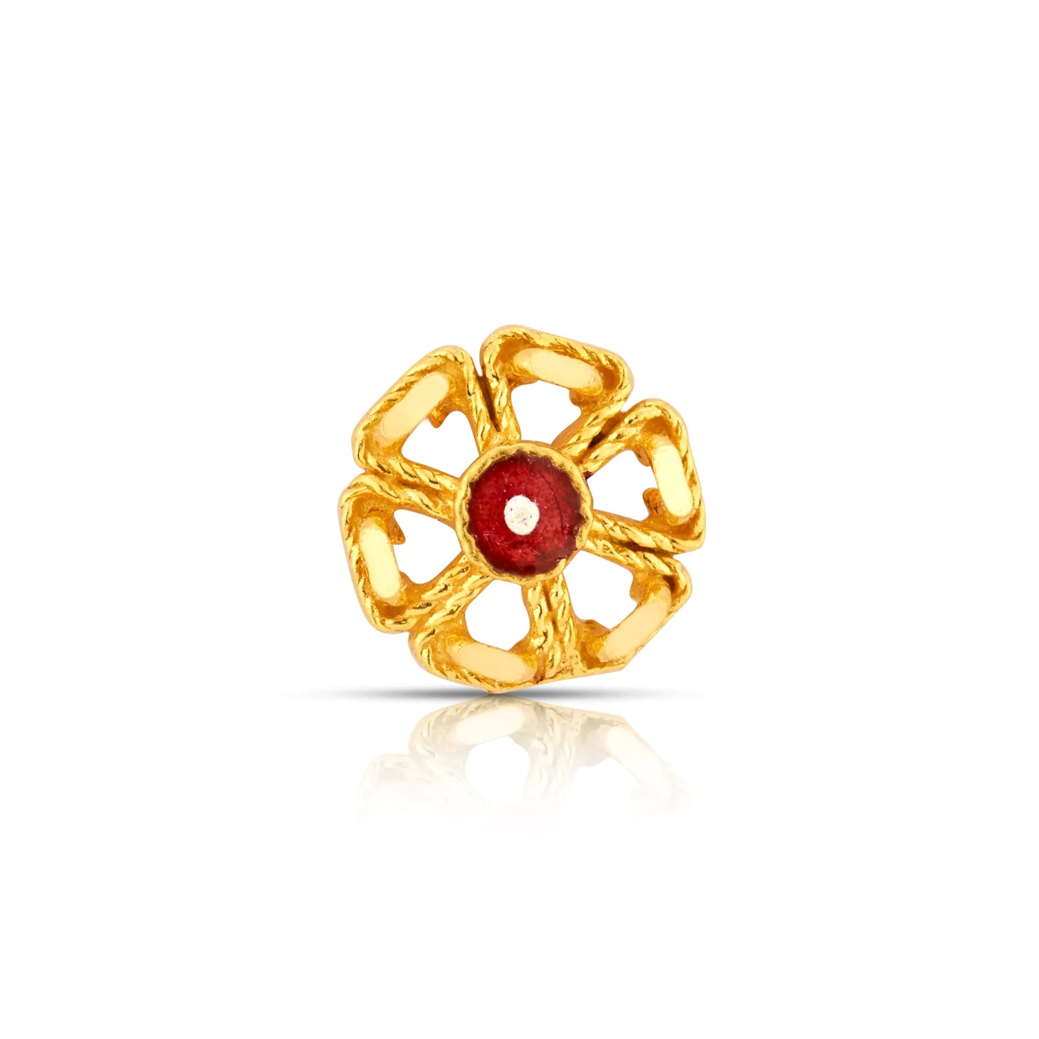 Rouge Loop 18K Red Enamel Centre Gold Nose Pin For Women