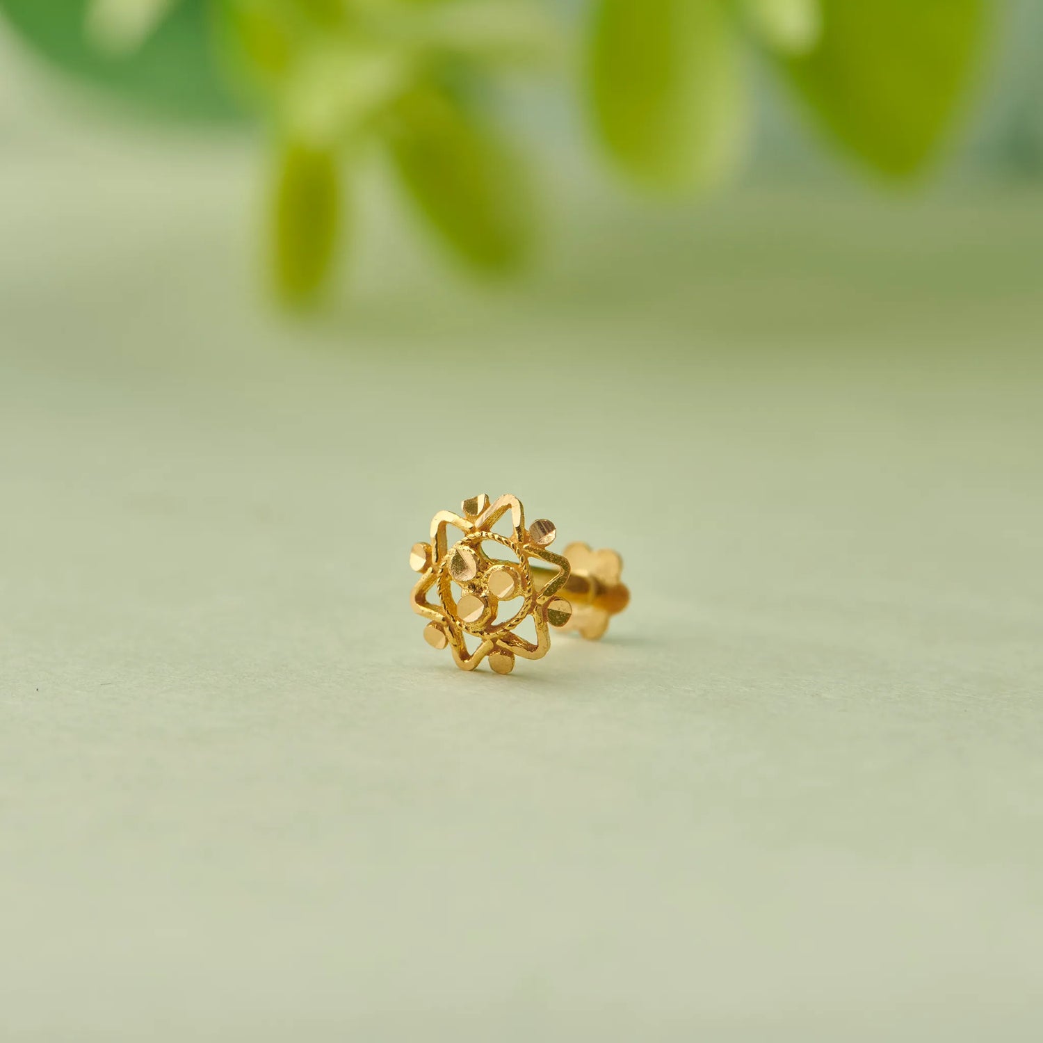 Orbit Star Gold Nose Pin – Simple 18K Nose Pin Gold Design for Women