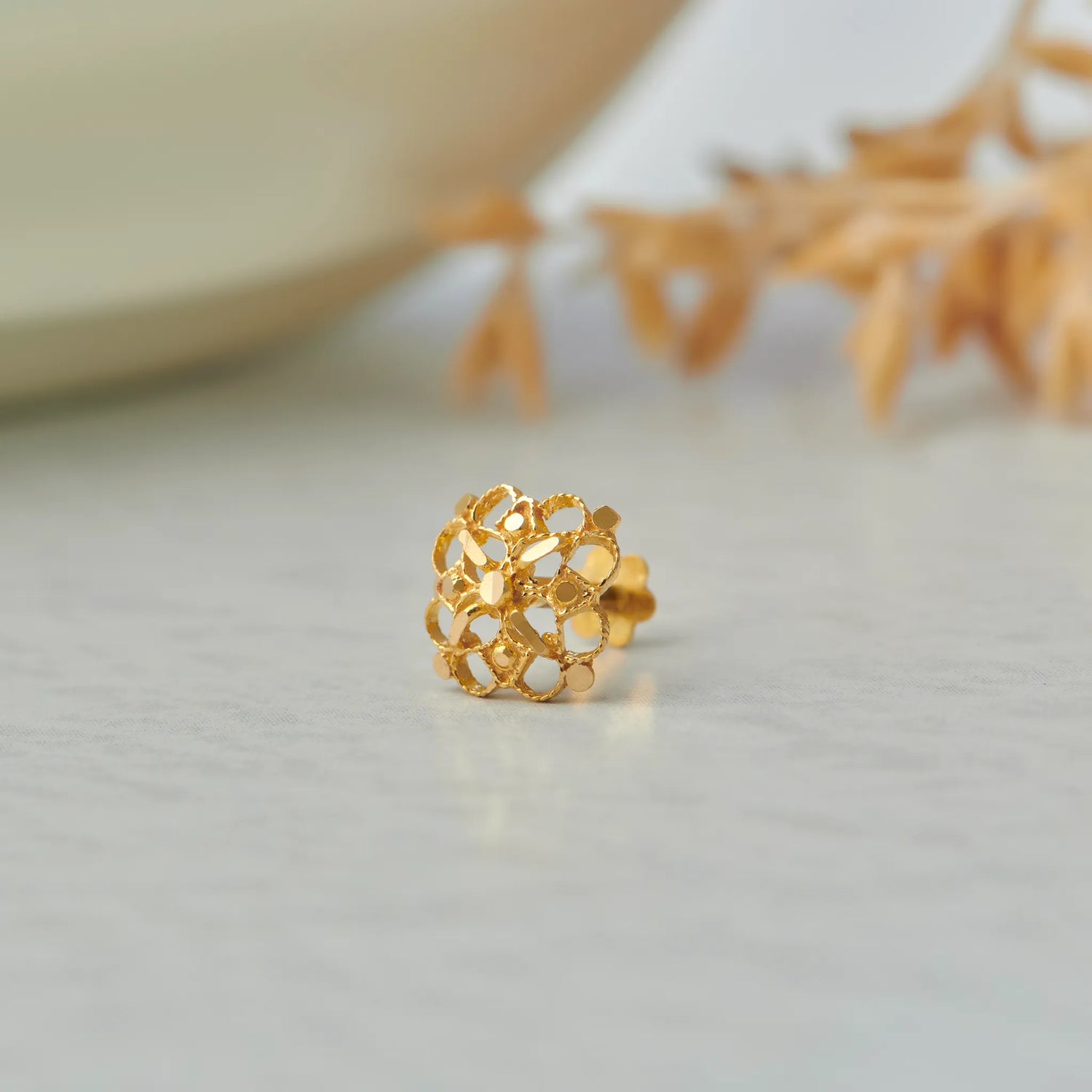 Luminous Celestia Gold Nose Pin – Simple 18K Nose Pin Gold Design for Women