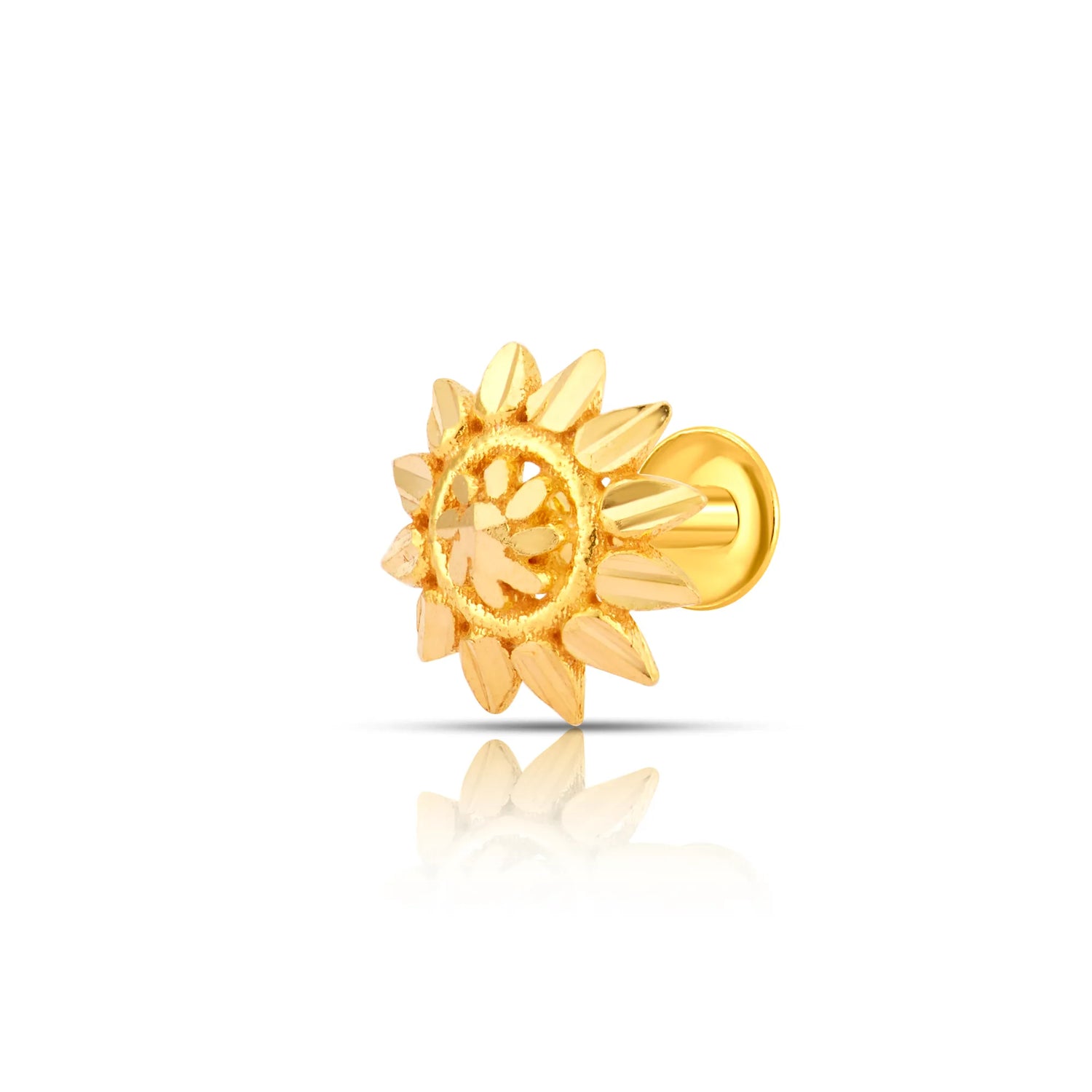 Solstice Radiance Sunflower-Inspired 18K Small Nose Pin Gold Design