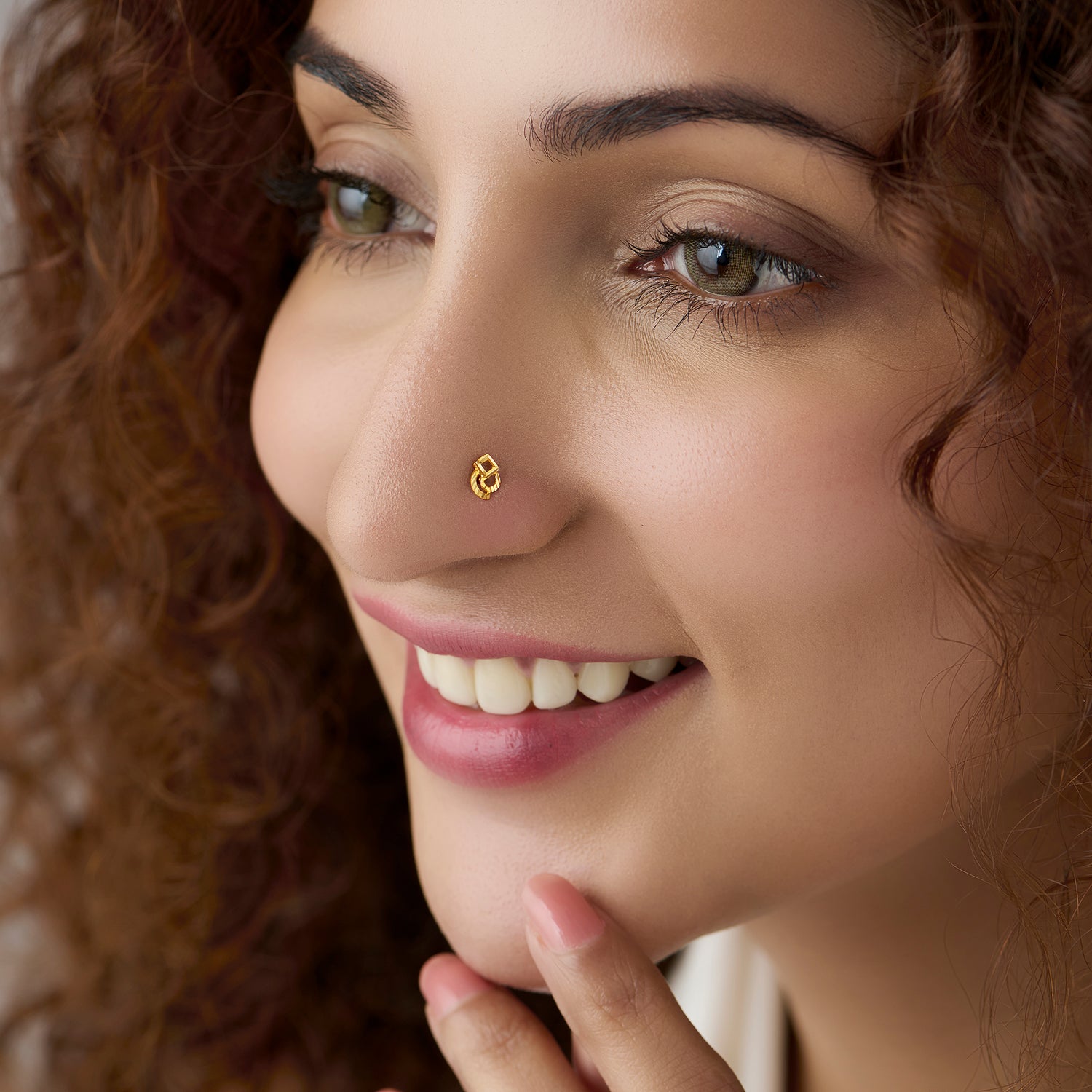 Urban Prism Diamond cut 18K Simple Gold Nose Pin Design For Women