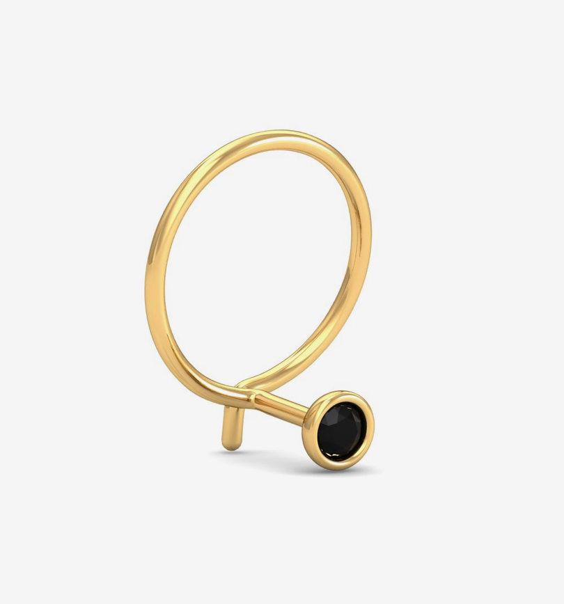 Single Stone Nose Pin (Black)