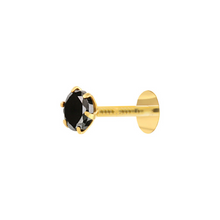 Load image into Gallery viewer, Single Stone Gold Nose Pin Black