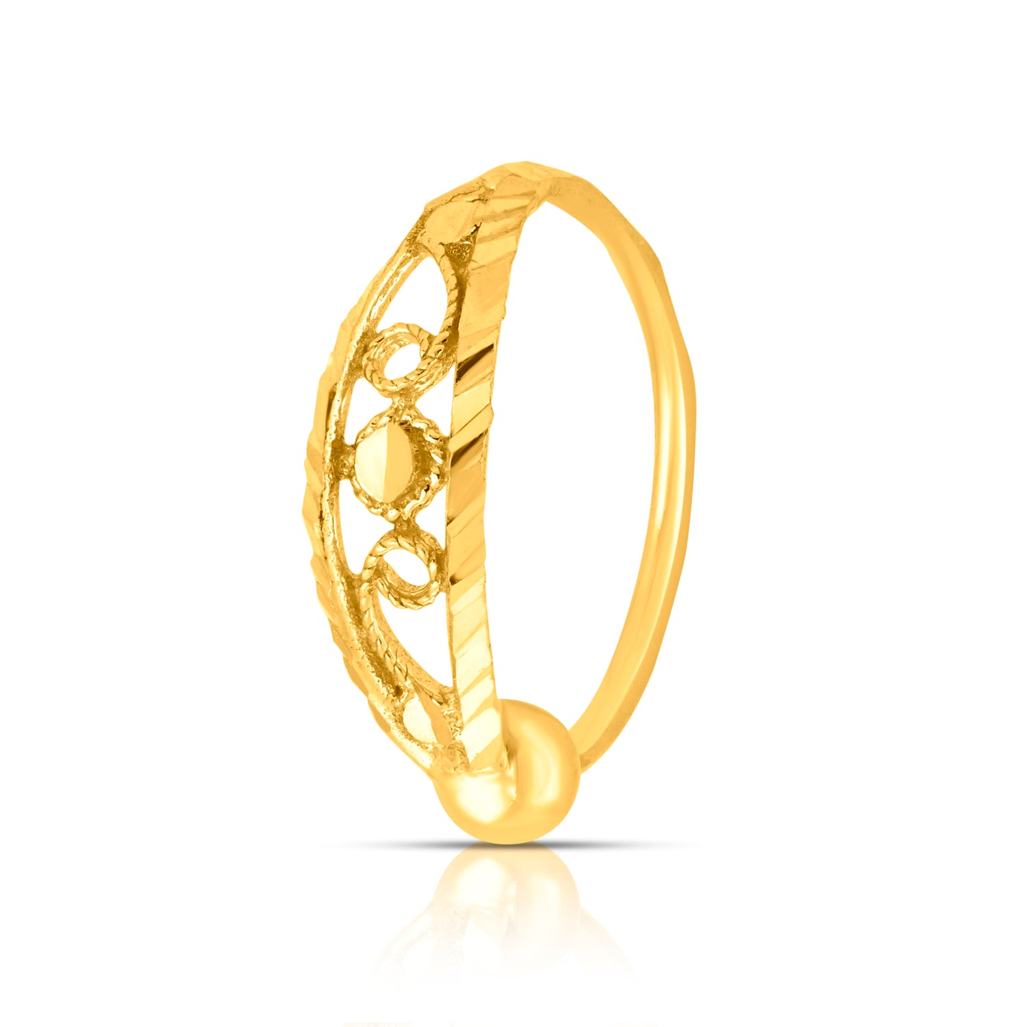 Center Loop Gold Nose Ring crafted in 18K gold with elegant looped design and central embellishment