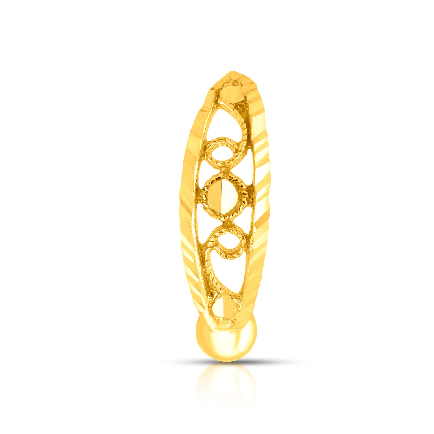 Center Loop Gold Nose Ring in 18K gold with geometric loop design and elegant central detail