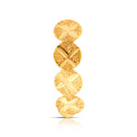Crossbeam Circles gold nose ring crafted in 18K gold with detailed crosshatch texture and circular design, side view