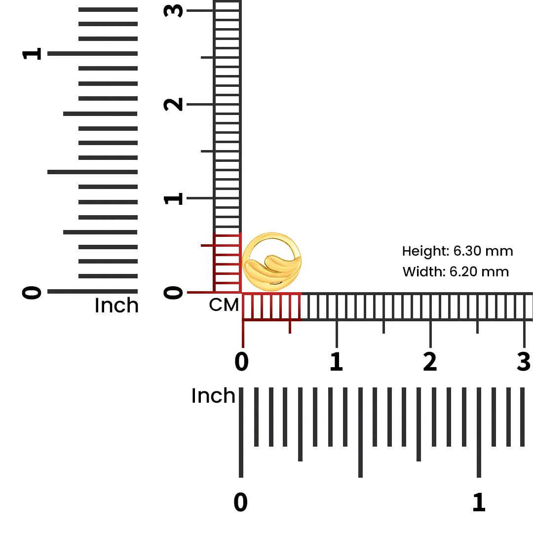 Gold nose pin measured with ruler showing 7 mm size perfect for lightweight everyday use