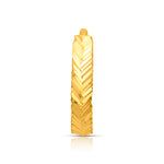 Enigma Weave gold nose pin in 18K gold shown from side view with detailed woven pattern design
