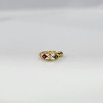 Festive Mosaic Gold Nose Pin by Yuvora in 18K gold with red and green stone design displayed on white background