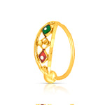 Festive Mosaic Gold Nose Pin by Yuvora crafted in 18K gold with colorful red and green design, elegant jewellery for all face shapes