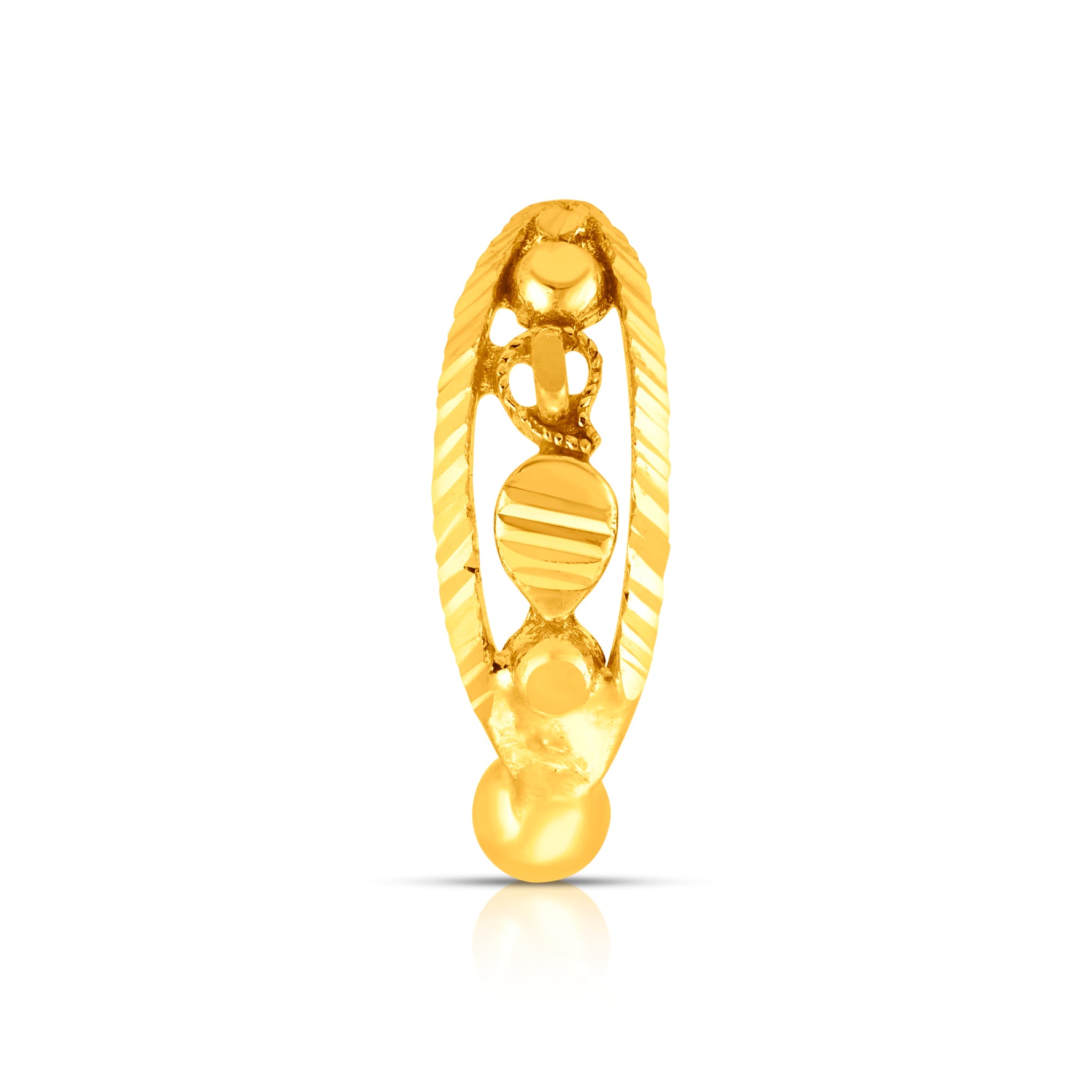 Golden Orbit Gold Nose Ring by Yuvora in 18K gold with cosmic-inspired circular and geometric design, elegant jewellery for women