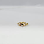 Heart Duet Gold Nose Ring by Yuvora in 18K gold with red and green dual heart design displayed on white background