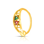 Heart Duet Gold Nose Ring by Yuvora 18K gold designer nose ring with dual heart design, perfect for diamond-shaped face