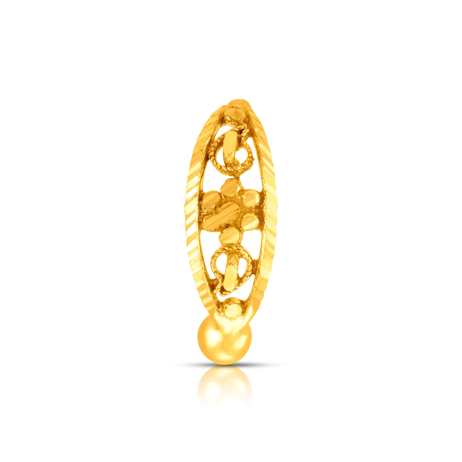 Petal Gold Nose Ring by Yuvora crafted in 18K gold with intricate floral weave and elegant filigree design
