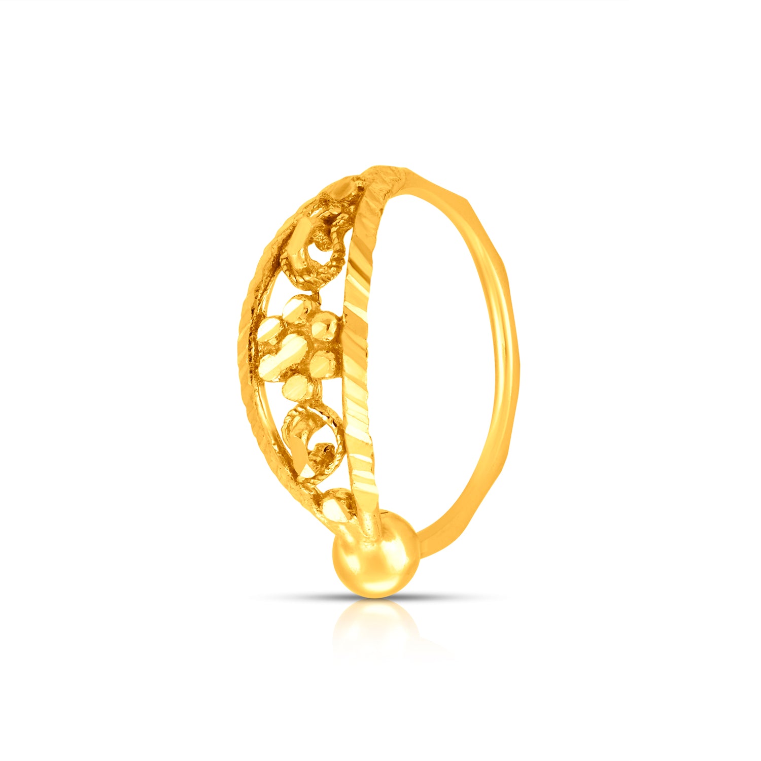 Petal Gold Nose Ring by Yuvora in 18K gold featuring floral-inspired filigree design for a sophisticated look