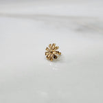 Petal Radiance gold nose pin featuring a daisy-inspired floral design crafted in 18K gold, displayed on a white surface