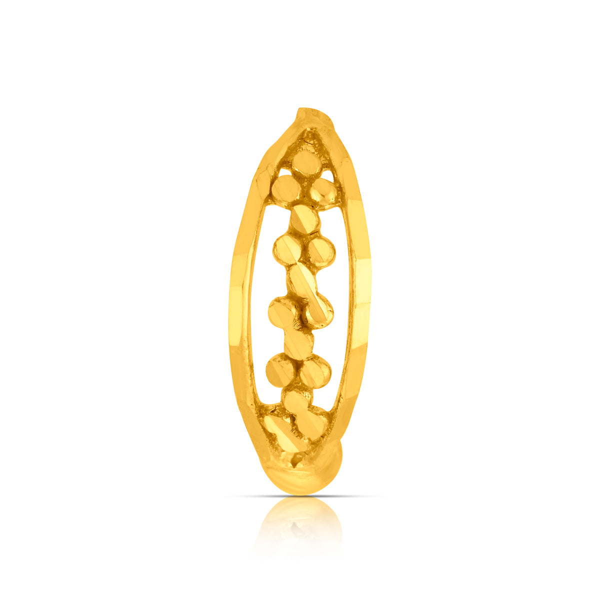 18K Petite Garland Gold Nose Ring with delicate floral garland design by Yuvora