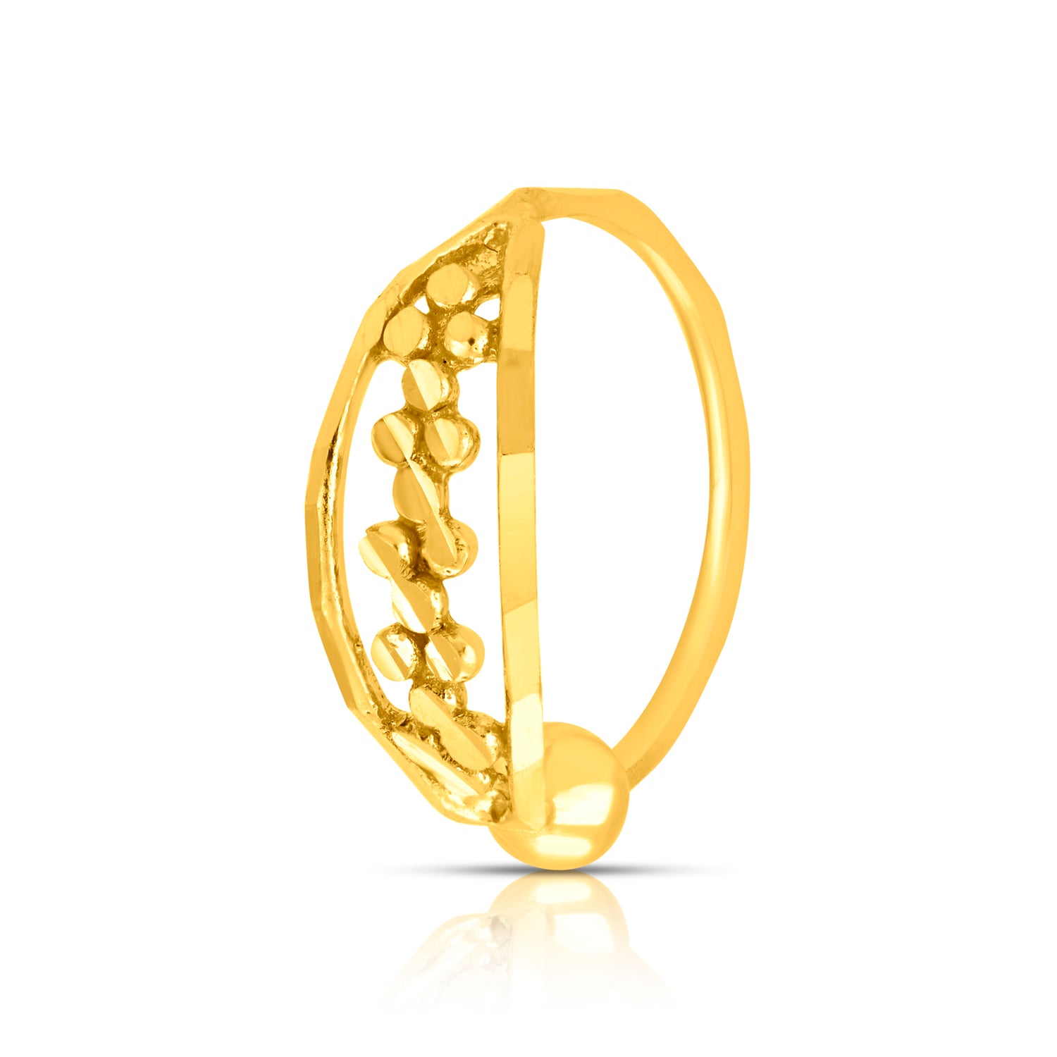 Petite Garland Gold Nose Ring in 18K gold with delicate floral garland design by Yuvora