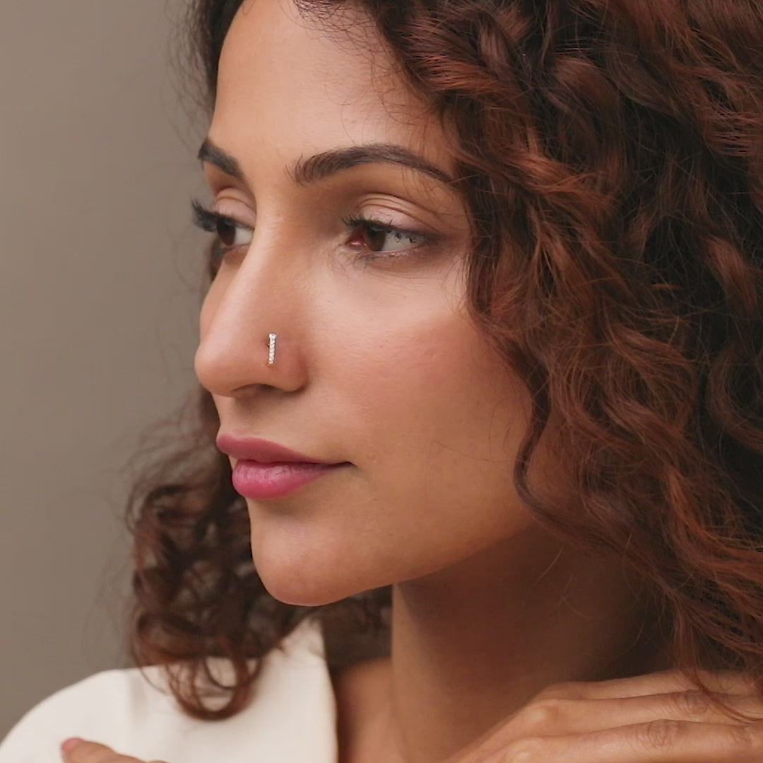 Arc Spark J Stud Diamond Nose Pin For Women Online
