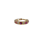 Regalia Aura Gold Nose Ring in flat view featuring alternating white and pink stones with 18K gold band
