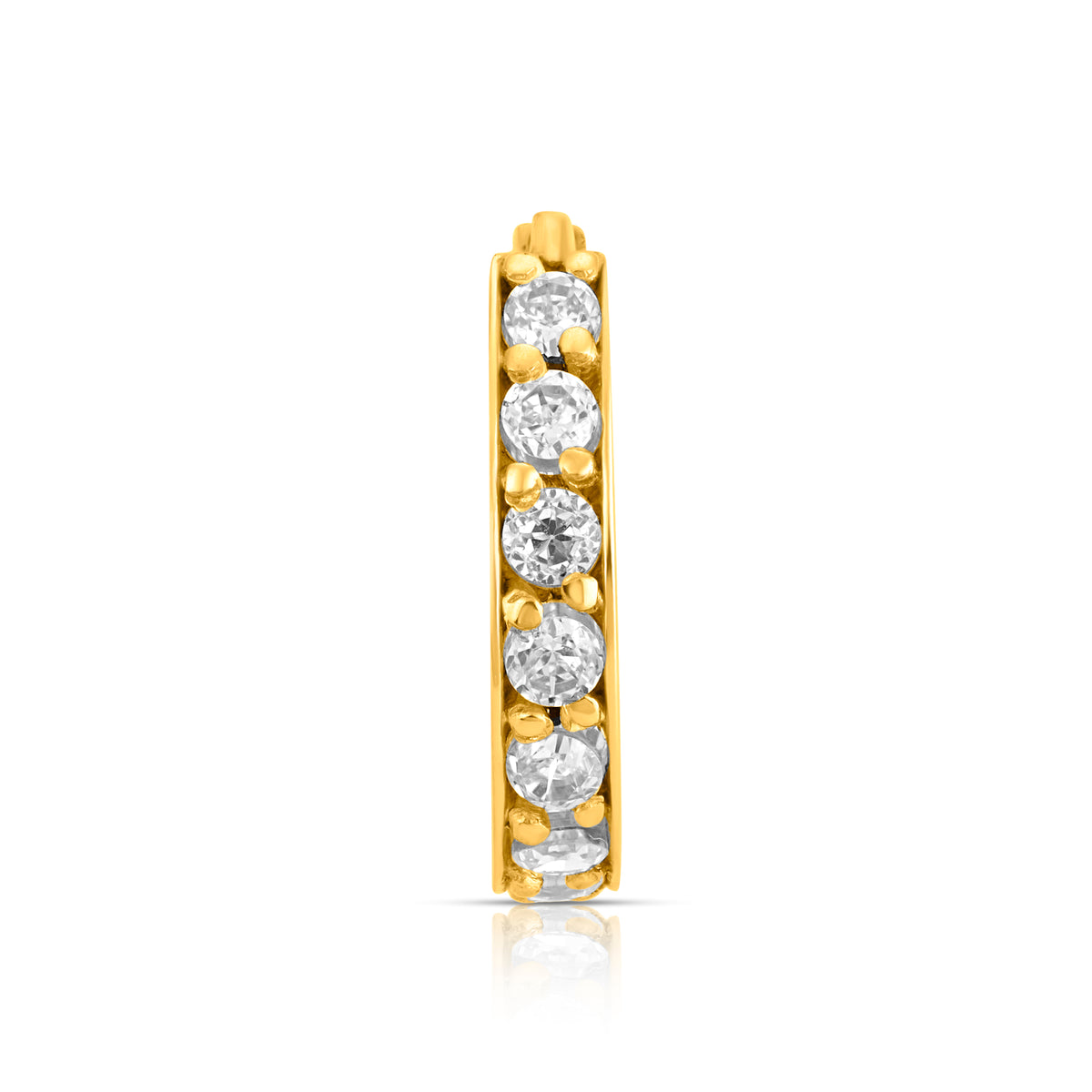 Regalia Aura gold nose ring with sparkling white stones set in 18K gold, designed for a royal and elegant look