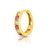 Regalia Aura Gold Nose Ring in 18K gold with white and pink stones inspired by royal jewelry design