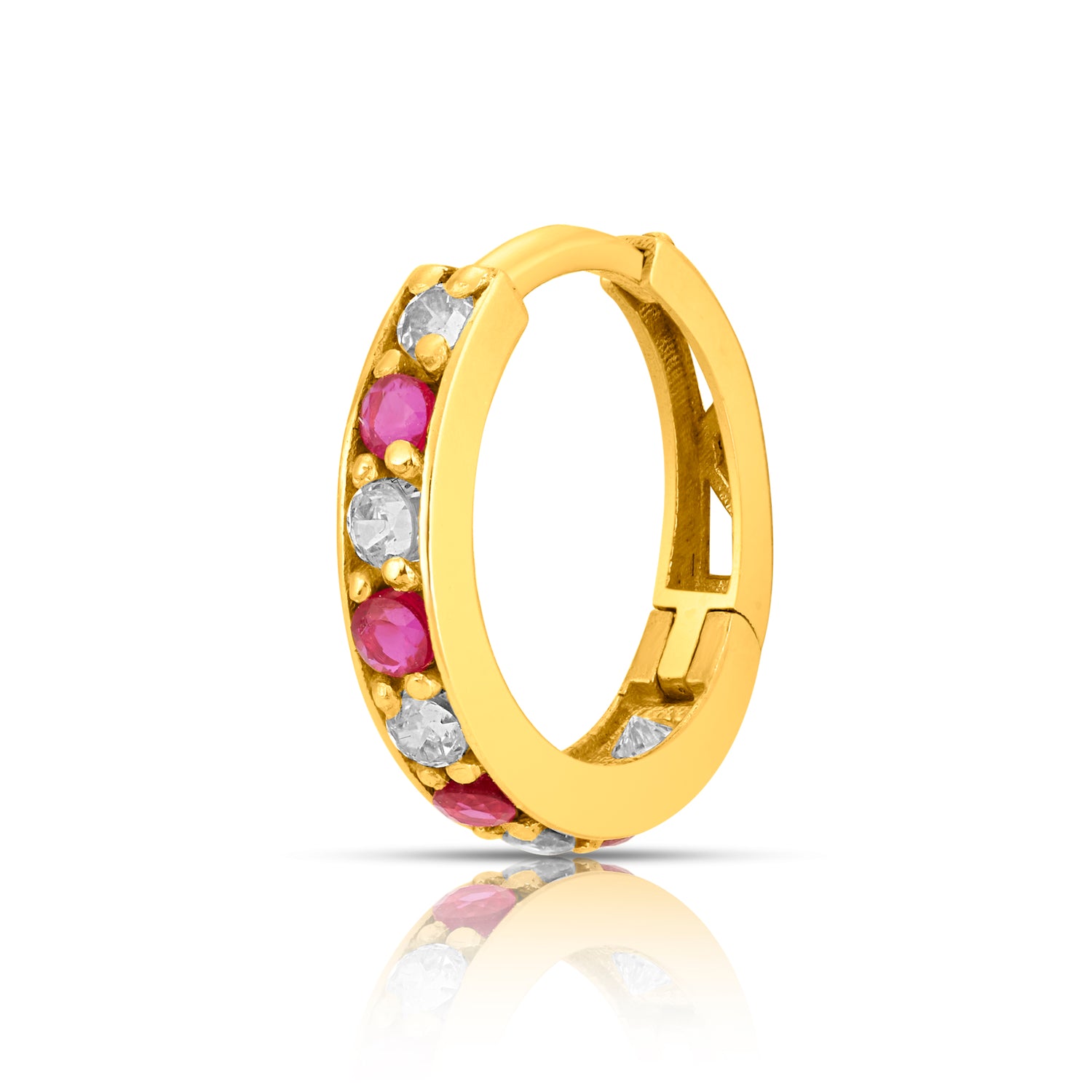 Regalia Aura Gold Nose Ring in 18K gold with white and pink stones inspired by royal jewelry design