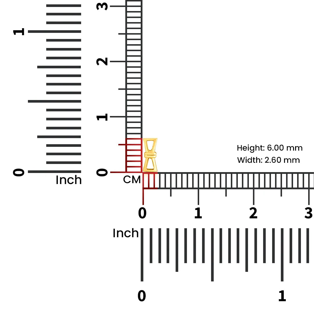Gold nose pin measured with ruler showing 7 mm height compact and lightweight for comfortable wear