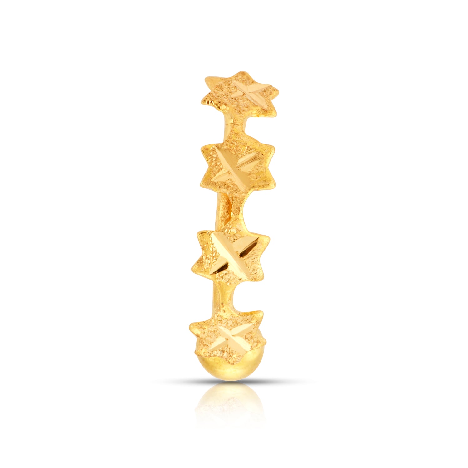 Stars Prism gold nose ring with vertical star-shaped design in 18K gold, crafted for a celestial and elegant look