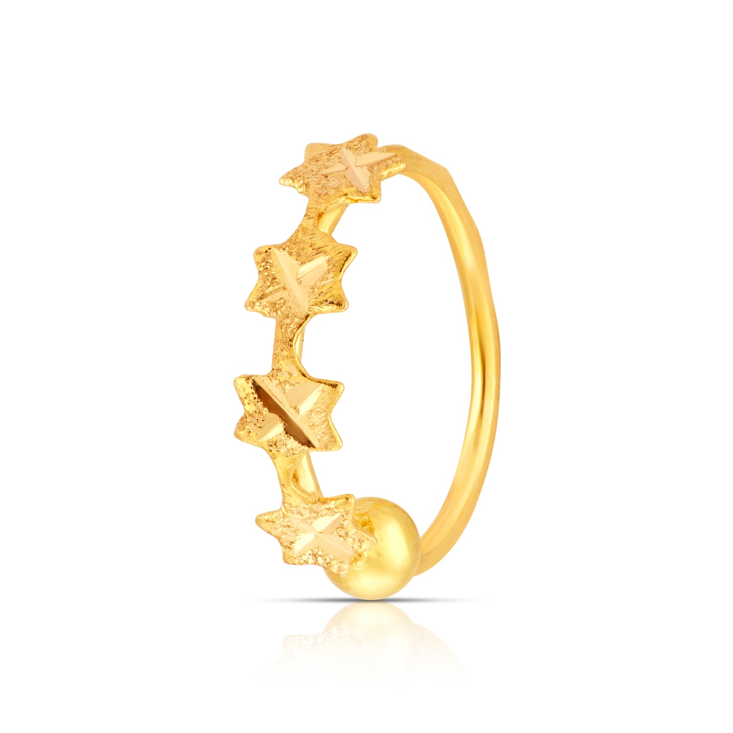Stars Prism gold nose ring in 18K gold featuring star-shaped patterns, designed to add a celestial touch to everyday style